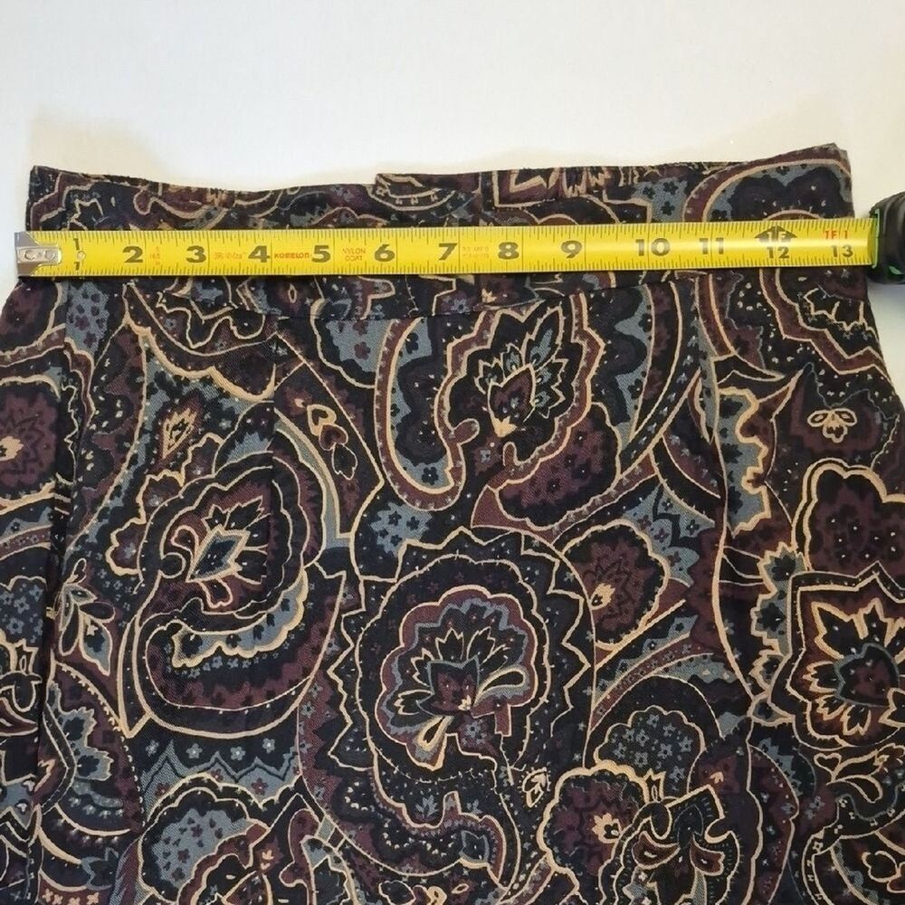 VTG Bice Paisley Midi Skirt 8P Nordstrom 90s Office Siren Dark Academia Brown - Picture 4 of 11